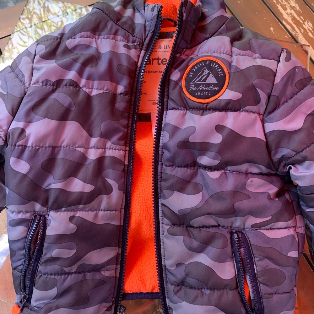 Blue camouflage winter coat